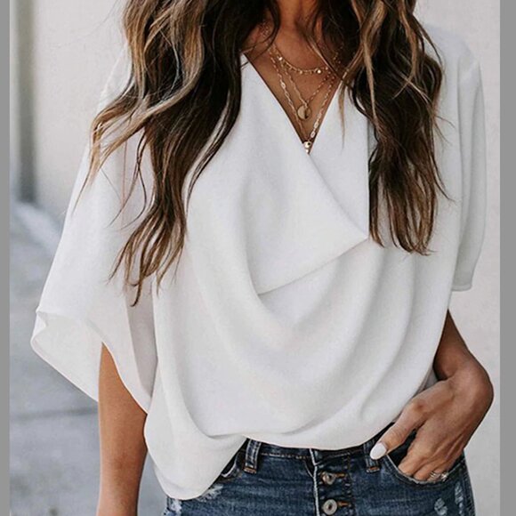 UOOZEE Tops - Original Irregular Casual Solid Color Pleated T-Shirt Top | UOOZEE